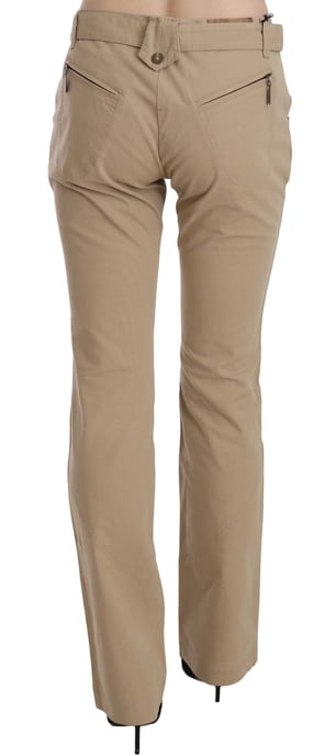 Just Cavalli Beige Cotton Mid Waist Straight Trousers Pants - Image 4