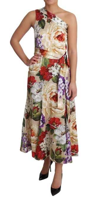 Blumendruck One-Shoulder Midi-Kleid - Image 2