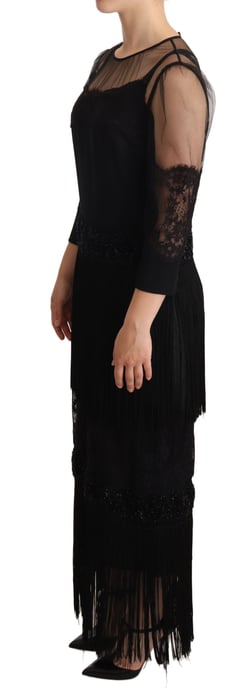 Dolce Gabbana Midikleid 34 Ärmel Spitze Fransen - Image 2