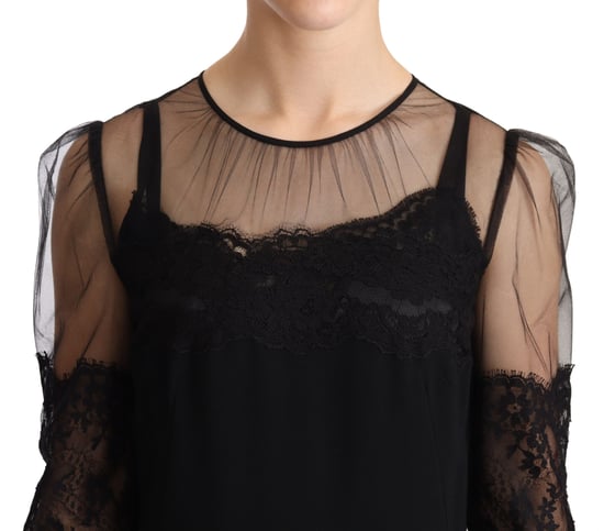 Dolce Gabbana Midikleid 34 Ärmel Spitze Fransen - Image 4