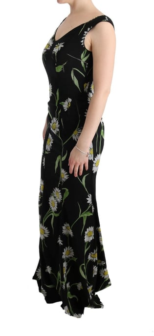 Gänseblümchen-Print Maxikleid Ärmellos V-Ausschnitt - Image 2
