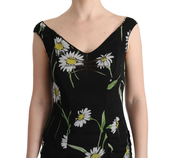 Gänseblümchen-Print Maxikleid Ärmellos V-Ausschnitt - Image 5