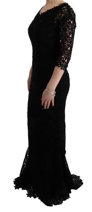 Spitzenlanges Kleid Slim Fit Rundhalsausschnitt - Image 2