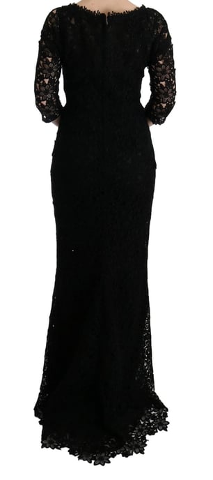 Spitzenlanges Kleid Slim Fit Rundhalsausschnitt - Image 3