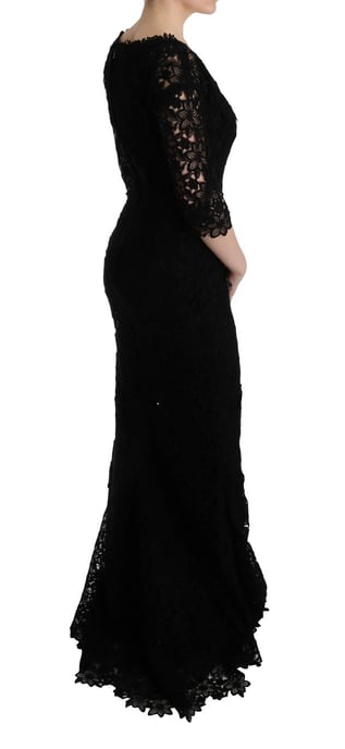 Spitzenlanges Kleid Slim Fit Rundhalsausschnitt - Image 4
