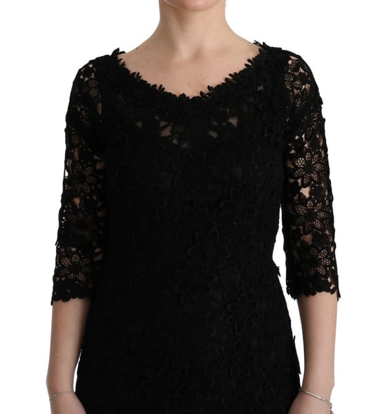 Spitzenlanges Kleid Slim Fit Rundhalsausschnitt - Image 5