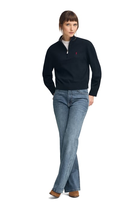 Pullover marineblau aus Wollgemisch mit halbem Reißverschluss am Kragen und gesticktem Rigby Go-Logo - Image 3
