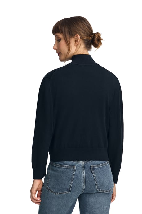 Pullover marineblau aus Wollgemisch mit halbem Reißverschluss am Kragen und gesticktem Rigby Go-Logo - Image 4