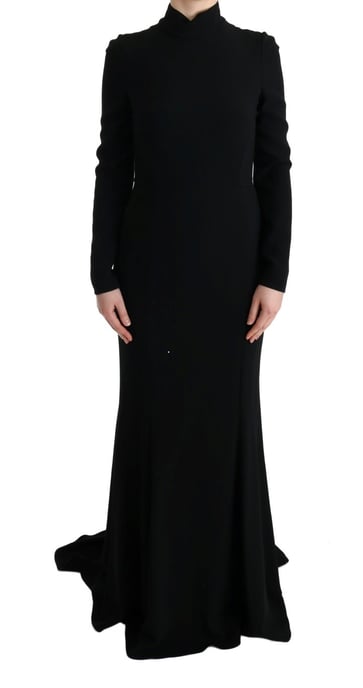 Langärmliges Kleid aus schwarzem Krepp - Image 1