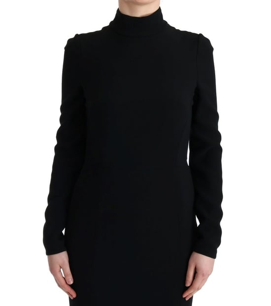 Langärmliges Kleid aus schwarzem Krepp - Image 2