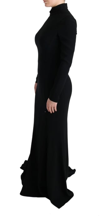 Langärmliges Kleid aus schwarzem Krepp - Image 3