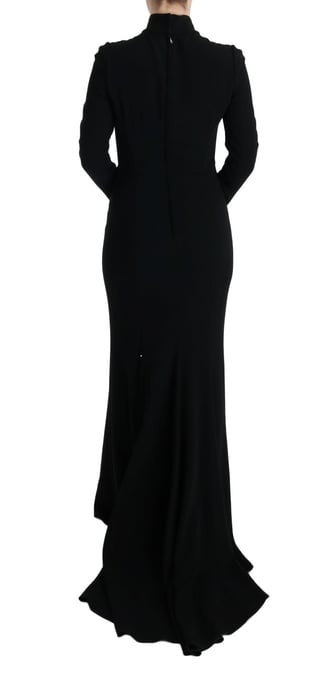 Langärmliges Kleid aus schwarzem Krepp - Image 4