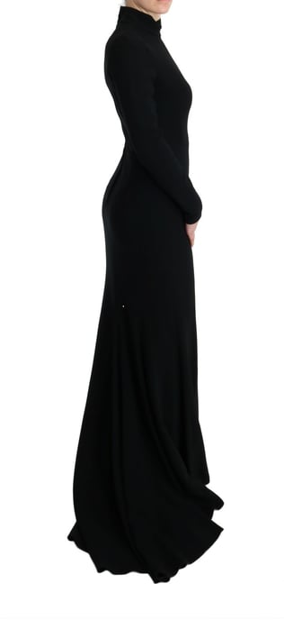Langärmliges Kleid aus schwarzem Krepp - Image 5
