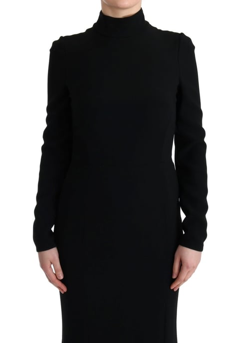 Langärmliges Kleid aus schwarzem Krepp - Image 6