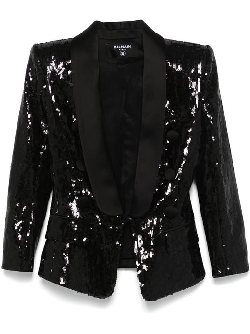 V-Ausschnitt Glitzer Satin Tailored Jkt - Image 4