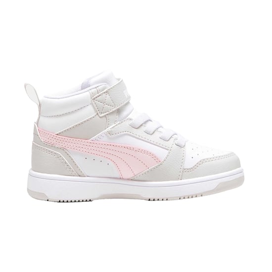 Puma - "Rebound V6 Mid" Sneaker für Kinder, Leder (Weiß/Pink) - Image 1