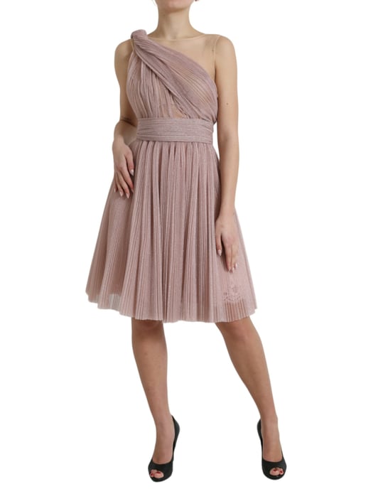 Plissiertes Minikleid Ein-Schulter-Stil - Image 2