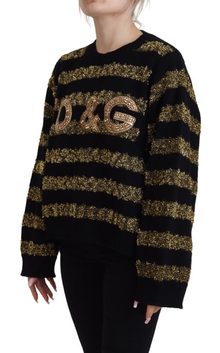 Metallic Streifen Strickpullover - Image 2