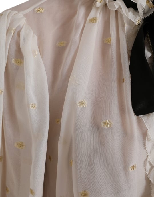 Dolce Gabbana Seidenbluse mit Stehkragen und Rüschendetails - Image 5