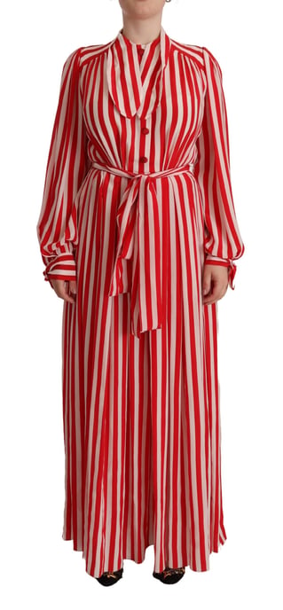 Dolce Gabbana Maxikleid Rot Weiß Streifen - Image 1