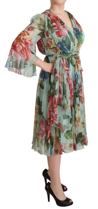 Blumenmuster Seiden-Midi-Kleid - Image 3