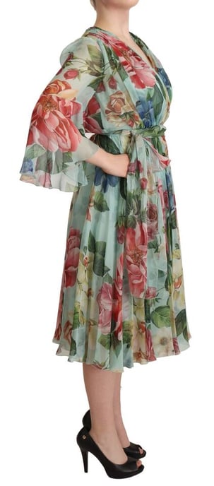 Blumenmuster Seiden-Midi-Kleid - Image 6