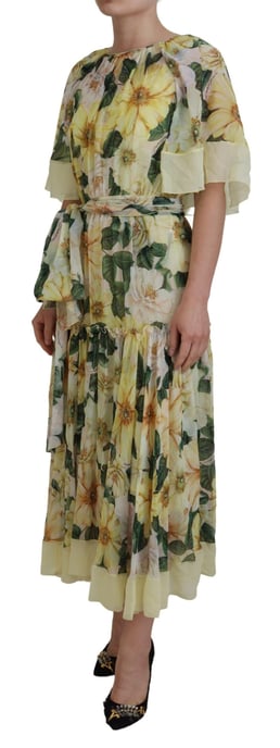 Blumenmuster Seiden-Midi-Kleid - Image 2