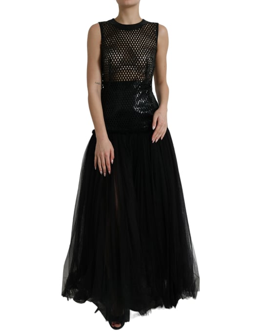 Pailletten-Mesh-Tüll-Maxikleid - Image 1
