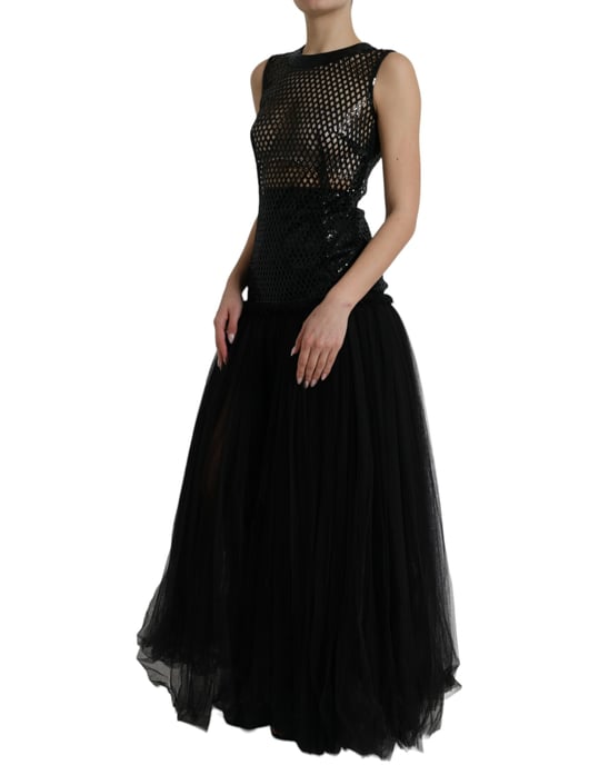 Pailletten-Mesh-Tüll-Maxikleid - Image 2
