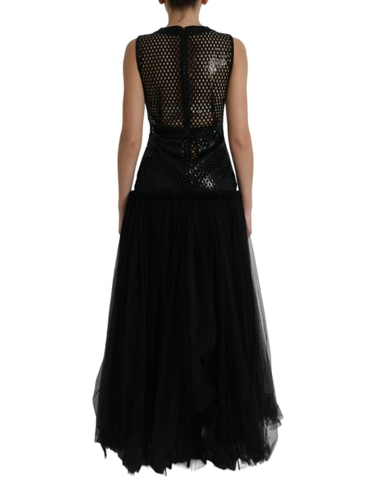 Pailletten-Mesh-Tüll-Maxikleid - Image 3