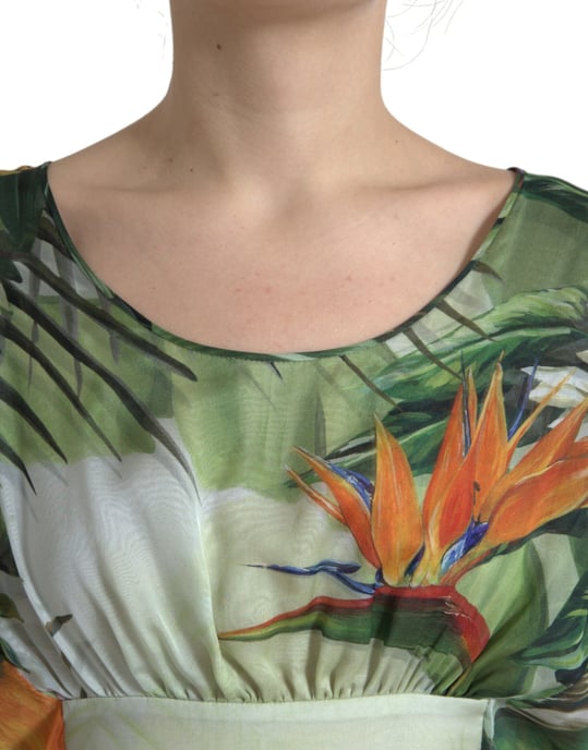 Bedrucktes Seiden-Kaftan-Kleid mit Dschungelmotiv Maxi-Kleid - Image 4
