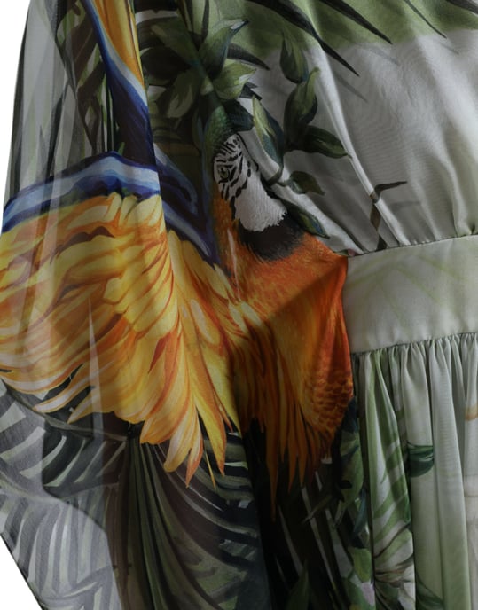 Bedrucktes Seiden-Kaftan-Kleid mit Dschungelmotiv Maxi-Kleid - Image 5