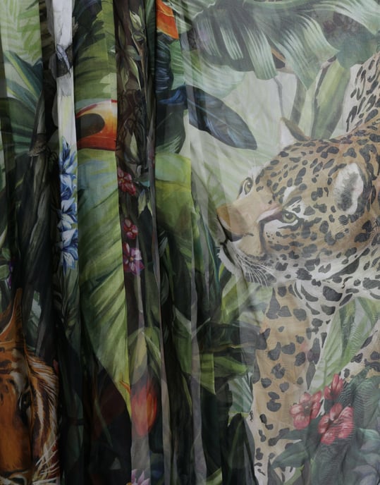 Bedrucktes Seiden-Kaftan-Kleid mit Dschungelmotiv Maxi-Kleid - Image 6