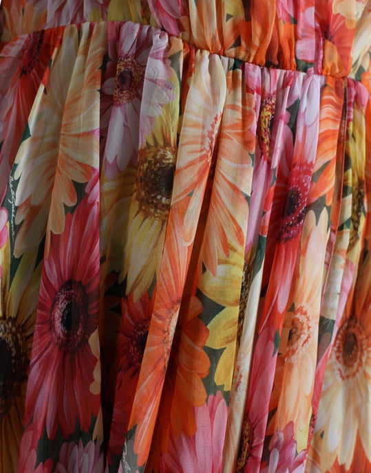 Blumenmuster Seidenkleid A-Linie Midi - Image 5