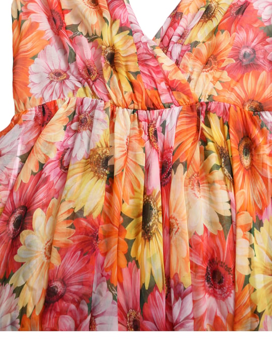 Blumenmuster Seidenkleid A-Linie Midi - Image 6