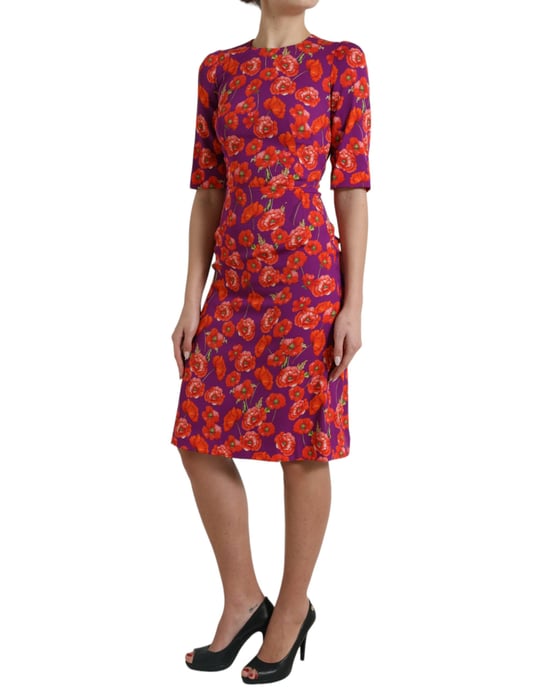 Mohnblumen-Musterkleid mit Halblangen Ärmeln - Image 2