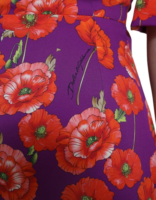 Mohnblumen-Musterkleid mit Halblangen Ärmeln - Image 4