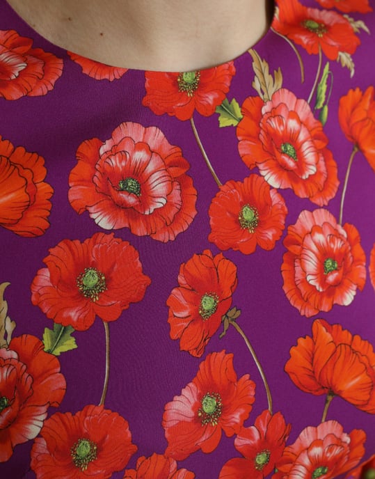 Mohnblumen-Musterkleid mit Halblangen Ärmeln - Image 5