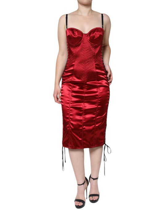 Satin-Midi-Kleid mit Schnürung - Image 2