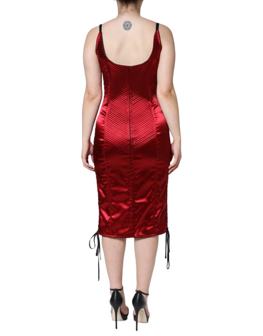 Satin-Midi-Kleid mit Schnürung - Image 4