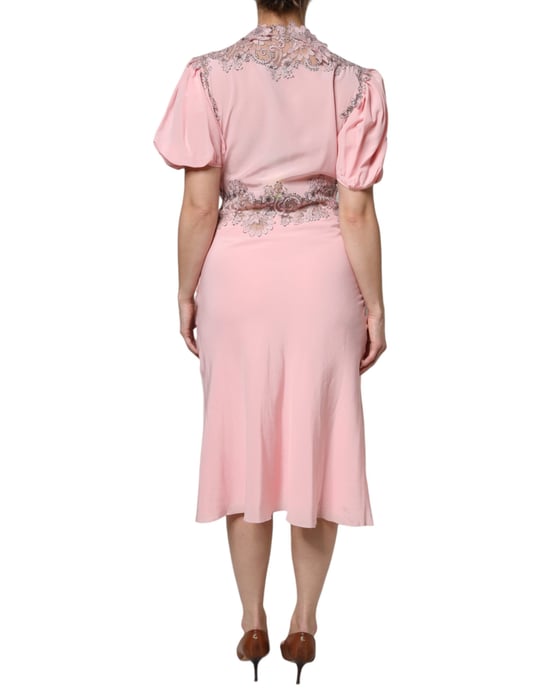 Spitzen-Details Midi-Kleid - Image 4