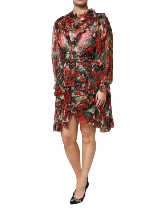Blumendruck Mini-Kleid mit Rüschen - Image 3