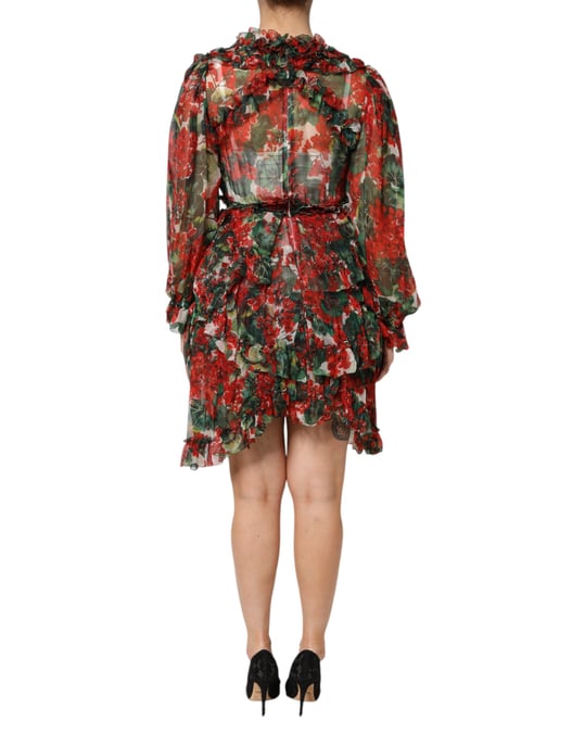 Blumendruck Mini-Kleid mit Rüschen - Image 4