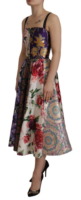 Blumen A-Linien Kleid Mehrfarbig - Image 3