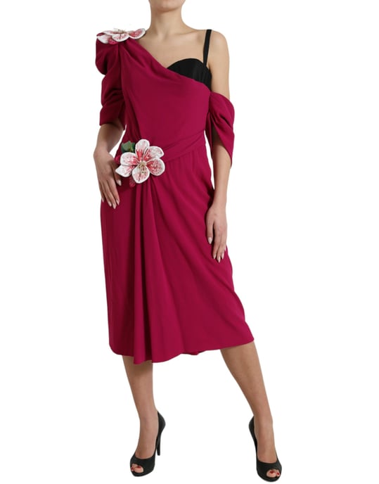 Blumenapplikationen Asymmetrisches Midikleid - Image 1