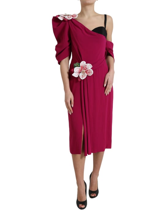 Blumenapplikationen Asymmetrisches Midikleid - Image 2