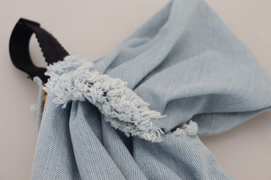 Denim Mini Kleid Zweifarbiger Wickelstil - Image 6