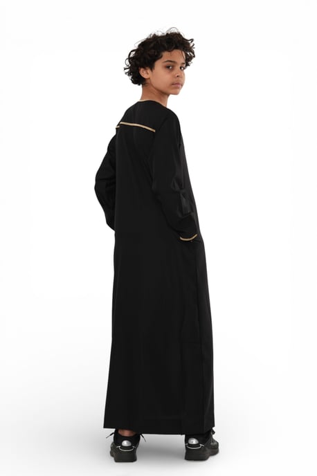 Kinder Jungen schwarz Ramadan marokkanische Thobe Robe Kaftan Eid Jubba LFS- K-TT-003 - Image 5