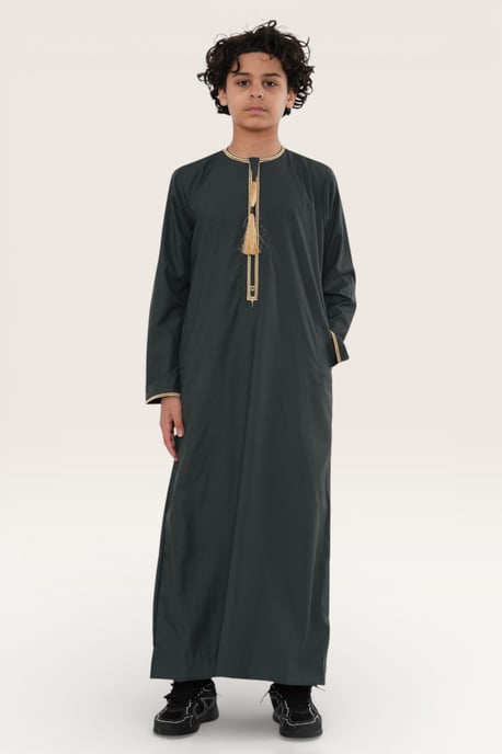 Kinder Jungen grün Ramadan marokkanische Thobe Robe Kaftan Eid Jubba LFS- K-TT-003 - Image 3