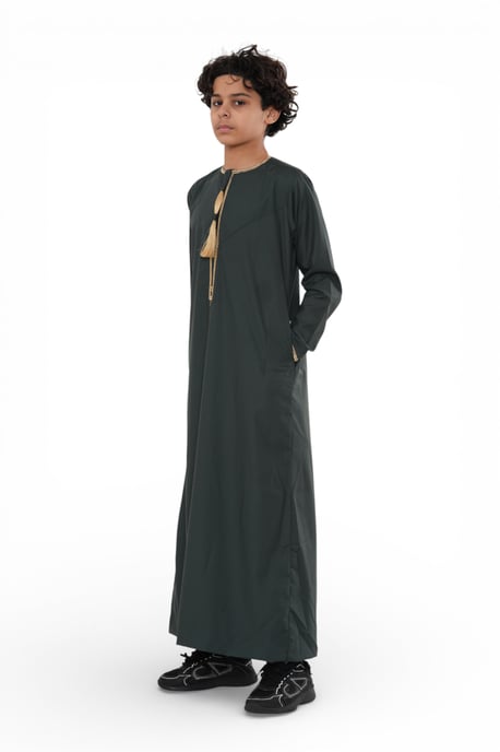 Kinder Jungen grün Ramadan marokkanische Thobe Robe Kaftan Eid Jubba LFS- K-TT-003 - Image 4